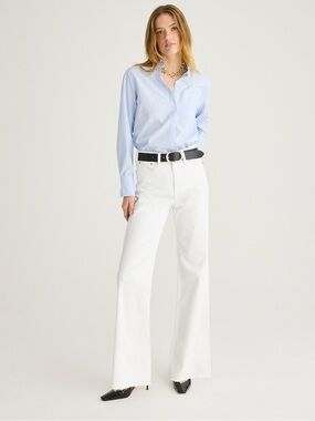 J.Crew Full-Length Slim Wide-Leg Jeans in White 🤍 NWT Size 33